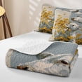 thumbnail image 4 of Manfei Rustic Floral Cows Twin Quilt Set 2 Pieces,Vintage Flowers Animal Twin Coverlet Set,Blue White Yellow,1 Bedspread and 1 Pillowcase, 4 of 7