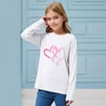 thumbnail image 4 of Girls White Long Sleeve Shirt with Heart Graphic - Soft Stretch Crewneck Top for Kids to Big Kid (2-14 Years),Size 2-3 T, 4 of 6
