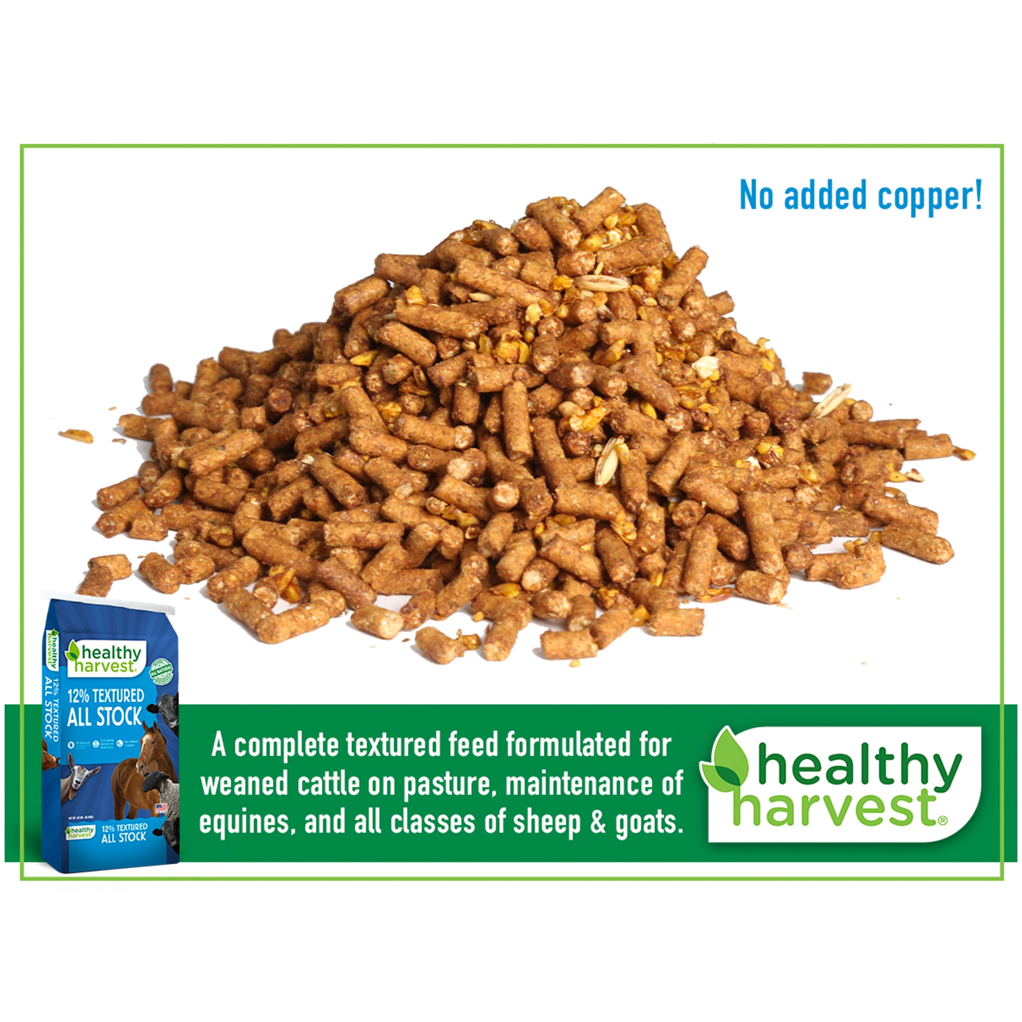 (4 pack) Healthy Harvest 12% Textured All Stock Feed for Multiple Livestock Species, 40 lb Bag