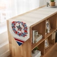 thumbnail image 4 of Patriotic American Flag Table Runner Linen Burlap Table Runner 70 Inches Long Blue Red Flowers Wreath Retro Beige Dresser Scarves for Kitchen Island Coffee Dining Room Party Wedding Decor 13"x70", 4 of 8