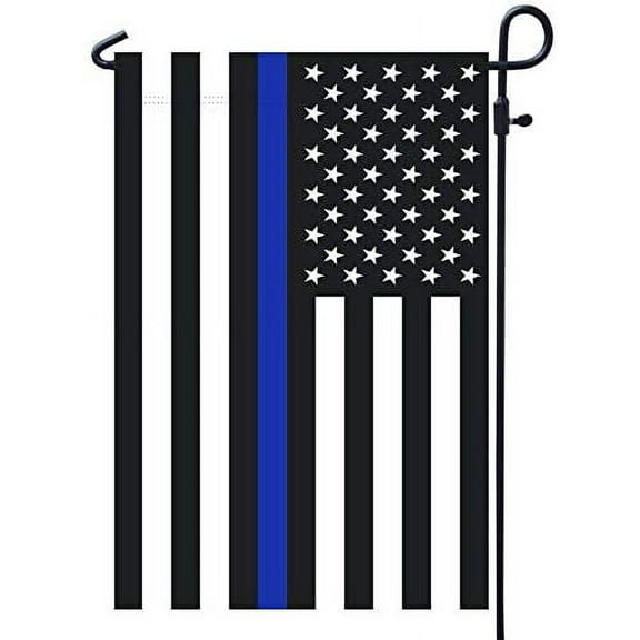 Thin Blue Line Police Garden Flag- American Double Sided Yard Flag Banner Patriotic Outdoor Lawn Decoration 12.5 X 18.5 Inch