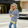 thumbnail image 5 of IWEMEK Women Tops Striped Long Sleeve Fall Shirts Color Block Crewneck Sweatshirts Y2K Casual Loose Winter Pullover, 5 of 6