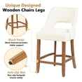 thumbnail image 3 of ClinQ Modern Counter Height Bar Stool Set of 4, Upholstered Seat with Back and Walnut Curved Footrest for Kitchen Island, Beige, 3 of 9