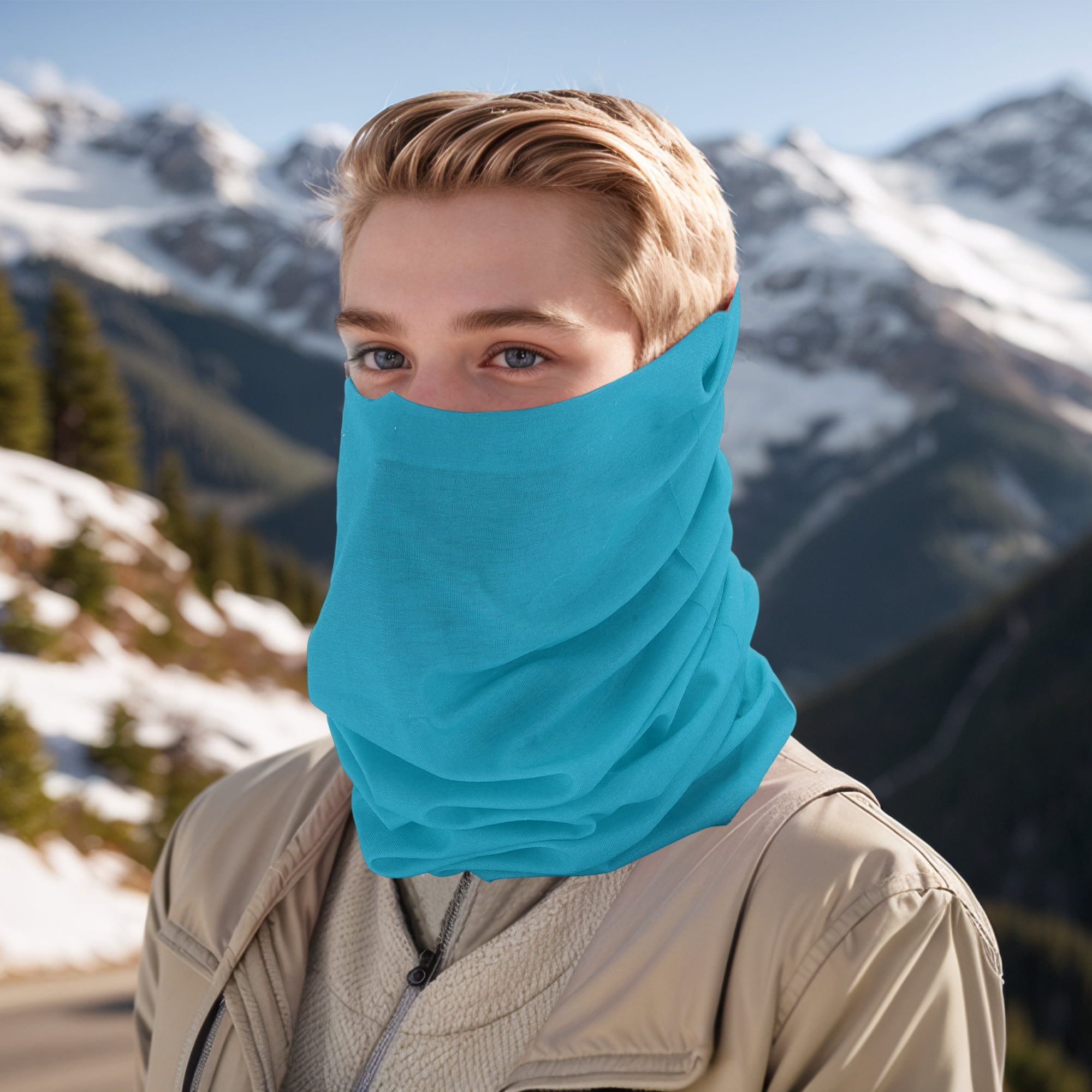 Unique Bargains Multi-function Face Scarf Mask 1 Pc Light Blue