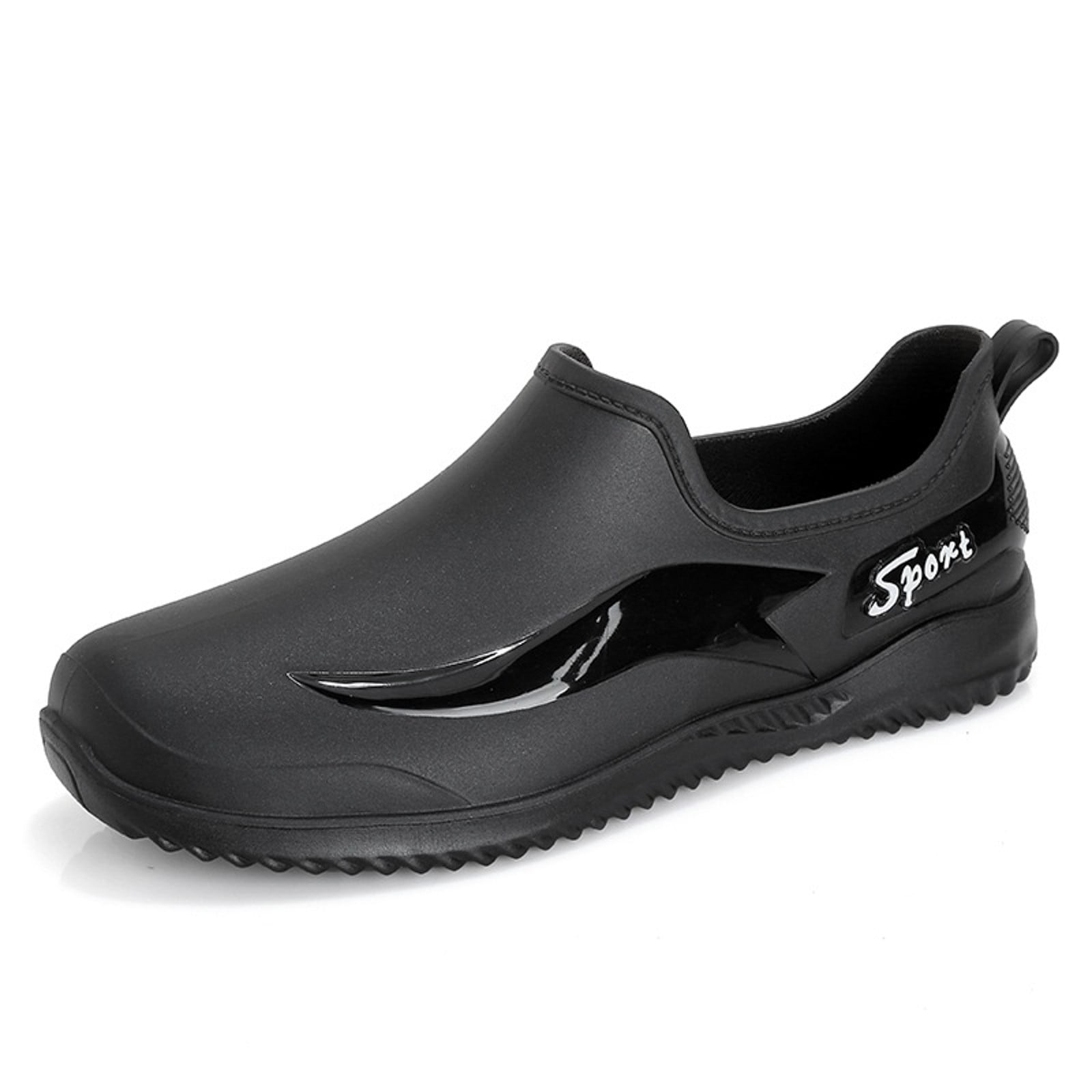 Mepaouo Men's Deck Shoes Waterproof Short Rain Boots Non Slip Rubber Fishing Garden Shoes(Black,8)
