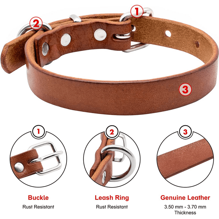 Dog Collar Genuine Cowhide Leather Collar For Small And Medium Sized Dogs Walmart
