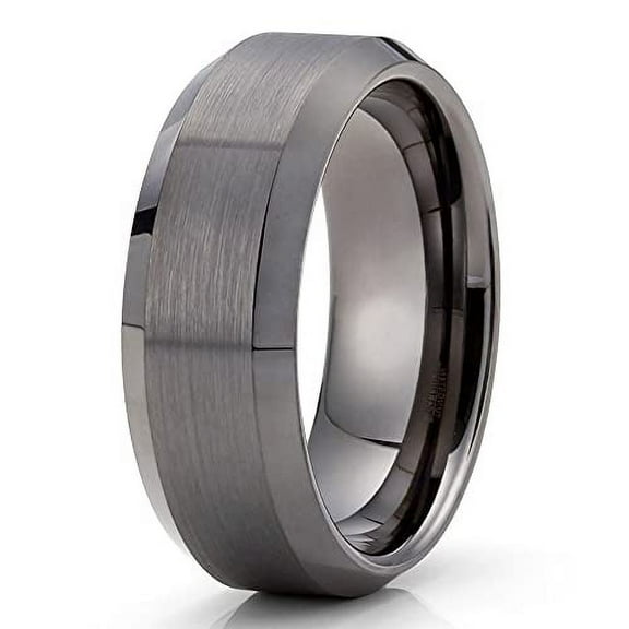 Gunmetal Wedding Ring,Tungsten Wedding Band,8MM Wedding Ring,Tungsten Carbide Ring,Anniversary Ring,Engagement