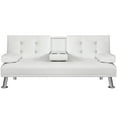 thumbnail image 2 of Vineego Modern Sofa Bed Faux Leather Couch Convertible Futon with Two Cupholders, White, 2 of 8