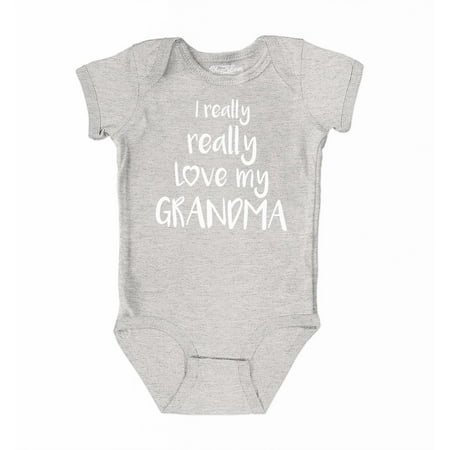 

Shop4Ever I Really Really Love My Grandma Baby s Bodysuit Infant Cotton Romper 18 Months Heather Grey