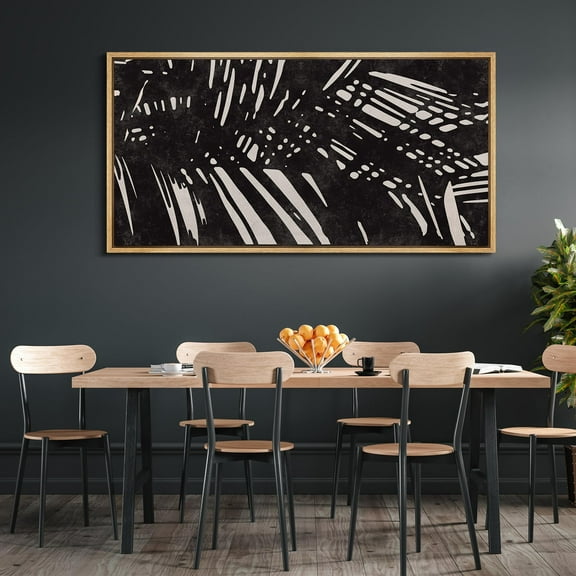 IDEA4WALL Extra Large Framed Canvas Print Wall Art Abstract Black and White Splash Ink Splash Modern Art Antique Pastel Artwork Vintage Wall Decoration Relax/Calm for Living Room - 60"x30"