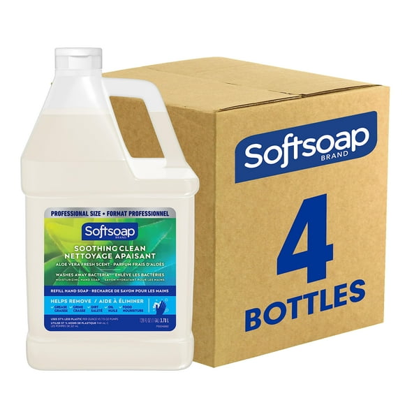 Softsoap Liquid Hand Soap Refill, Soothing Clean, Aloe Vera Fresh Scent - 1 gallon, Pack of 4