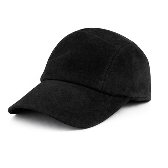 Leather Hat for men Suede Genuine Sheepskin Leather Baseball Cap - Adjustable Black