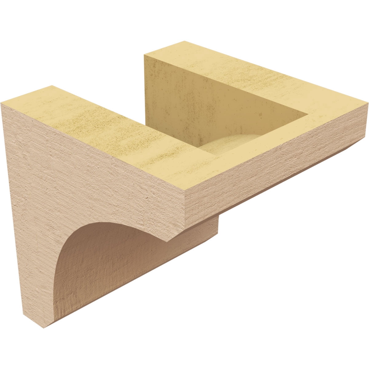4"W x 4"D x 4"H Wide Legacy Rough Cedar Woodgrain TimberThane Corbel, Primed Tan