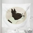 thumbnail image 1 of Boston Terrier Tapestry, Soft Color Geometric Design of a Puppy Circular Framed Form, Fabric Wall Hanging Decor for Bedroom Living Room Dorm, 5 Sizes, Dark Brown Blush, by Ambesonne, 1 of 1