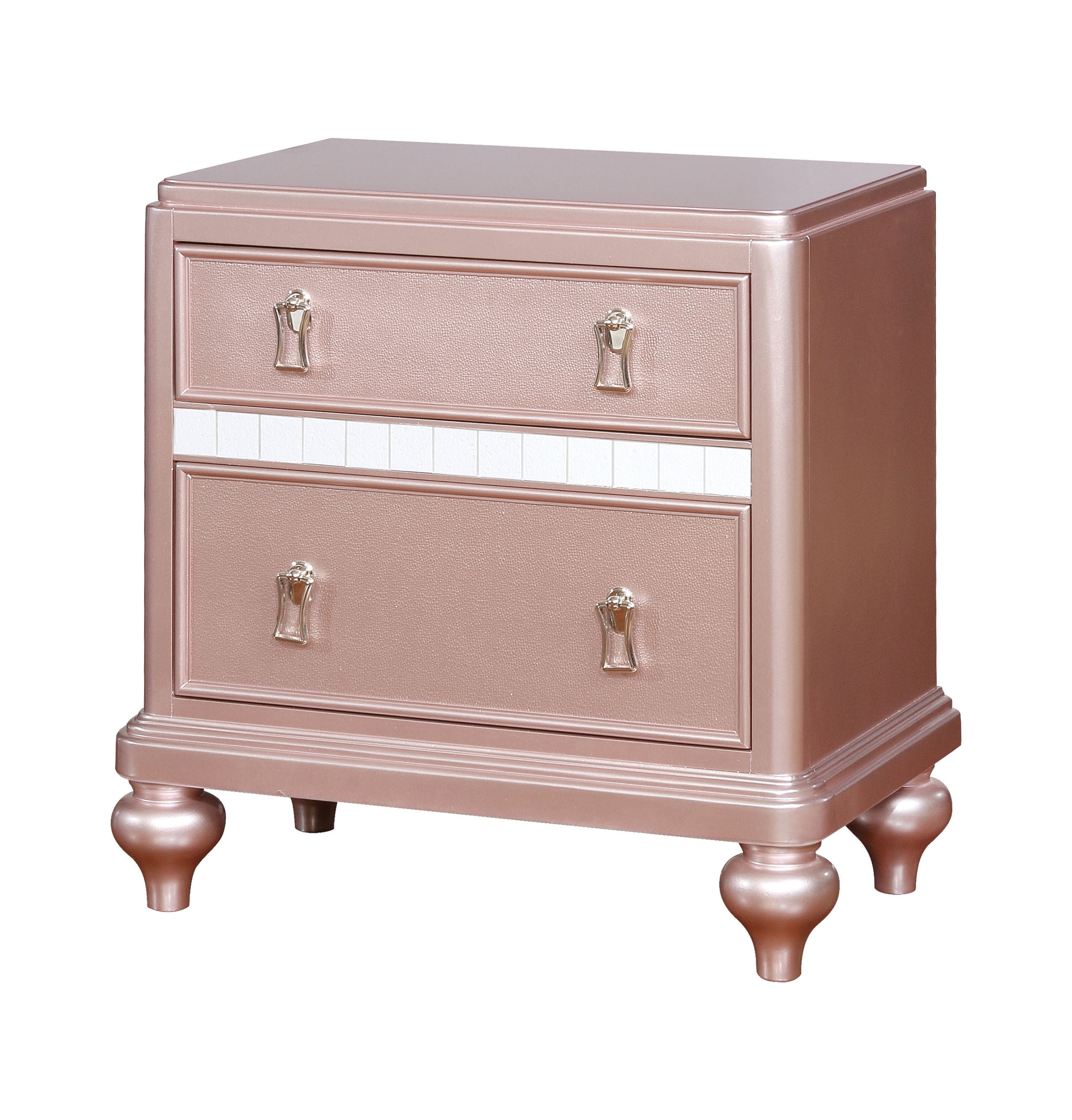 Furniture of America Starnom Nightstand with 2-Drawer, Rose Gold