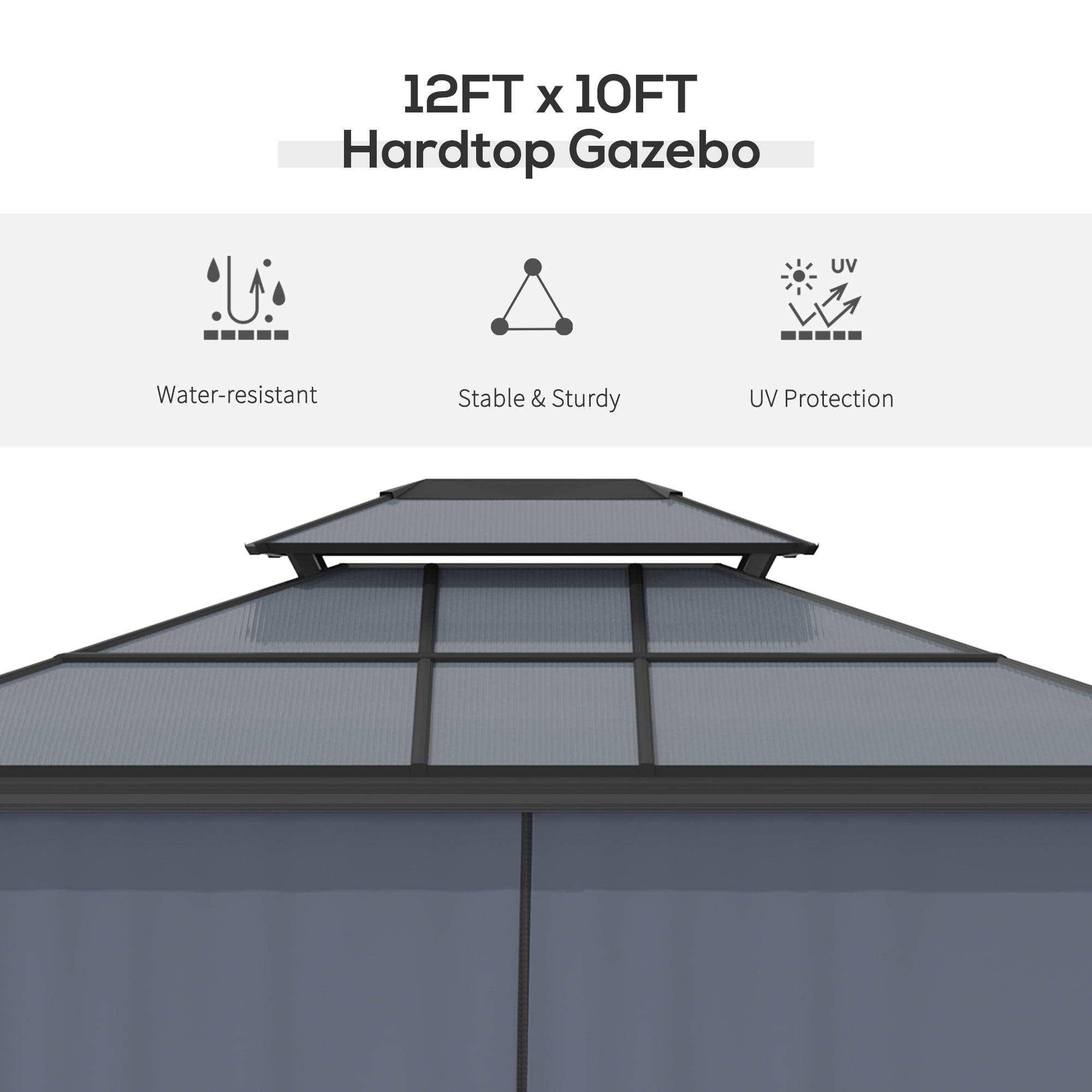 Outsunny 10' x 12' Hardtop Canopy Gazebo, Durability