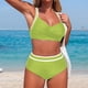 thumbnail image 3 of Traje de Baño Bikini Conjunto para Mujeres sin Mangas Patchwork V-Cuello Nudo Delantero Empujar Hacia Arriba Acolchado Dos Piezas, 3 of 7