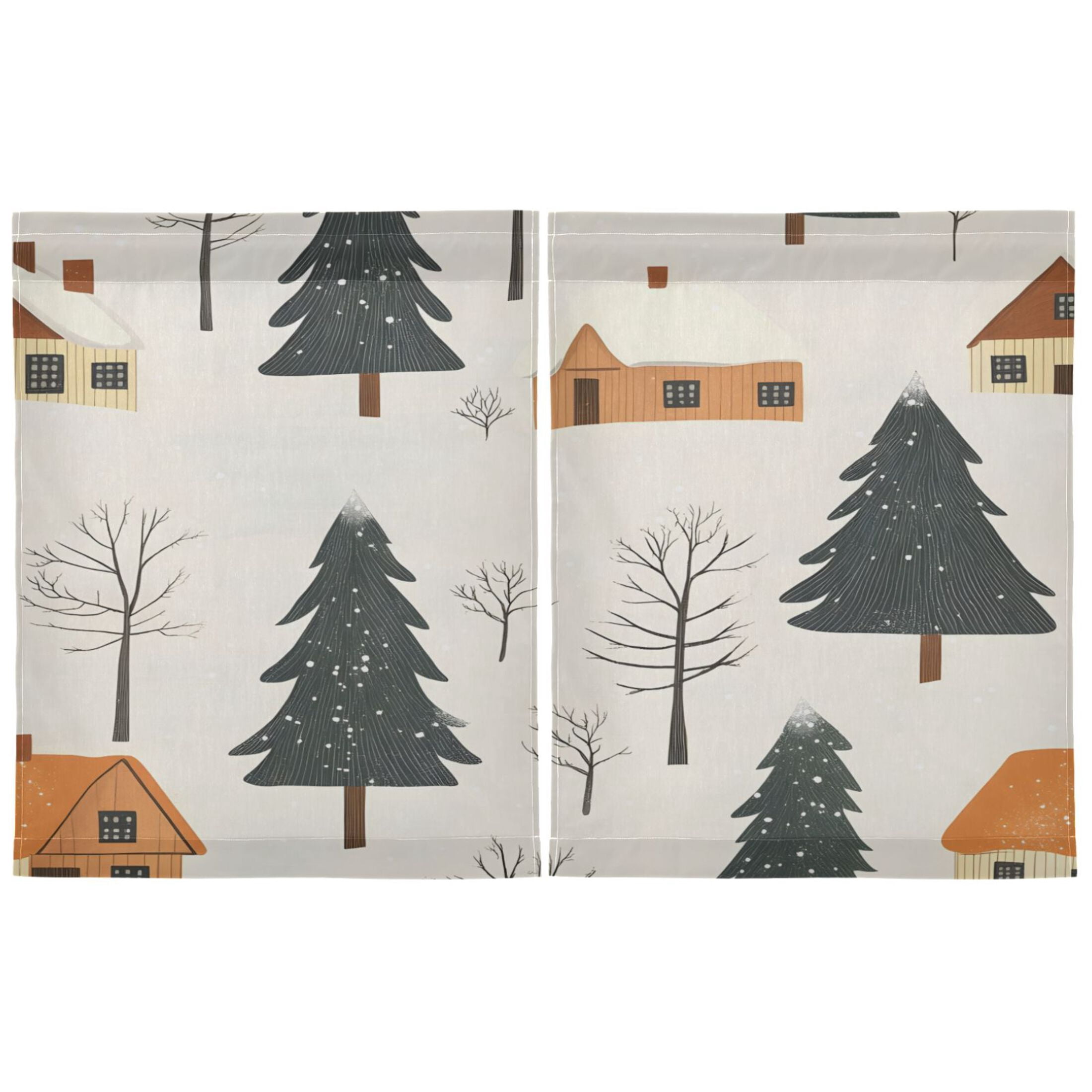 Winter Landscape 27"x36" Linen Look Cafe Curtain Set with Privacy and UV Protection