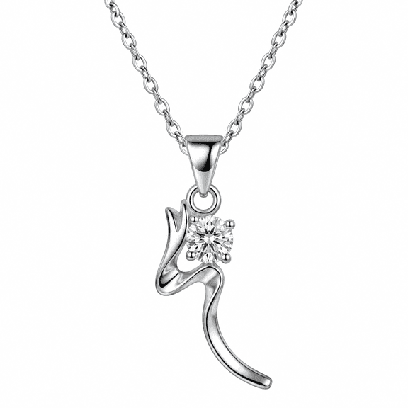 DA VELLARO - Elegant Wave Pendant Necklace with Sparkling Cubic Zirconia – Minimalist Jewelry for Women