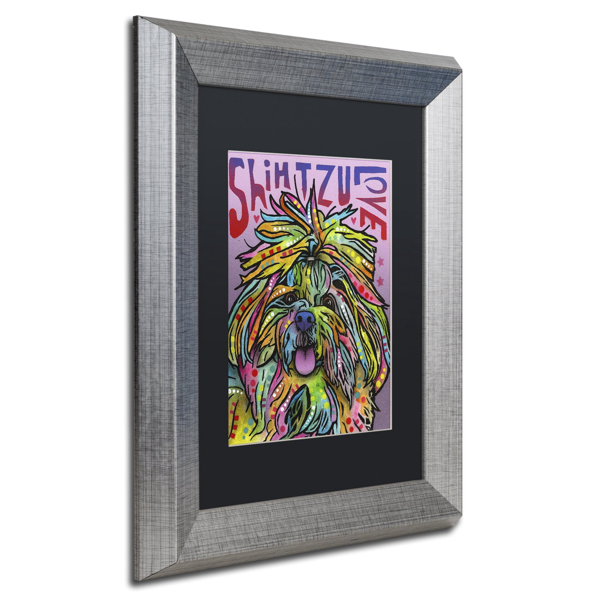 Trademark Fine Art 'Shih Tzu Luv' Canvas Art by Dean Russo, Black Matte, Silver Frame