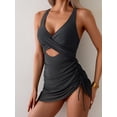 thumbnail image 4 of Traje de baño negro con cuello en V y control de barriga B2prity para mujer, 4 of 5