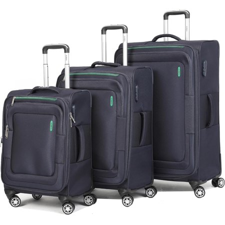 Softside Luggage Sets, Extra Large Expandable Suitcase Sets With Spinner Wheels and Combination Lock Red Luggage For Long Time Overseas Journey (Navy Blue) 22inch, 26inch, 30inch