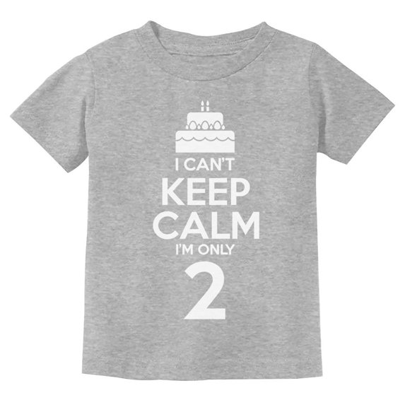 Tstars 2nd Birthday Gift Boy Unisex Can't Keep Calm I'm Two Birthday Cake 2 Year Old Birthday Party Kids T Shirt