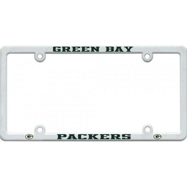Green Bay Packers White Plastic License Plate Frame