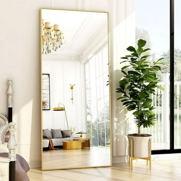 BEAUTYPEAK 76"x34" Full Length Mirror Rectangle Floor Mirrors for Leaning Standing or Hanging, Gold