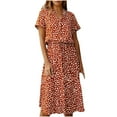 thumbnail image 2 of Pisexur Robe à Manches Courtes à Col en V pour Femme, Mode d'Été Décontractée, Imprimé à Pois, Robe à Manches Courtes à Cordon, Robe pour Femme, 2 of 9