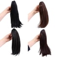 thumbnail image 4 of Extensión de cabello de cola de caballo corta, lisa, color negro natural, con clip en la mandíbula, resistente al calor, para mujer., 4 of 5