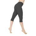 thumbnail image 4 of longantii Women Capri Leggings Soft Low Waist Butt Lifting Cropped Tights High Elastic Solid Color Workout Yoga Pants Daily Summer Casual Layering Bottoms Gray 2XL, 4 of 5