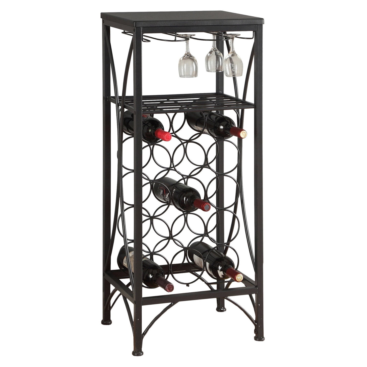 Monarch Specialties Home Bar, Wine Rack, Metal, Black, Black
