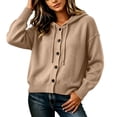 thumbnail image 6 of Maplenight Hooded Cardigans for Women Button Down Knit Sweater Long Sleeve Drawstring Casual Fall Lightweight Sweaters, 6 of 7