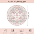 thumbnail image 2 of 4' Diameter Vintage Area Rug for Living Room,Non-Slip Machine Washable Carpet,Low-Pile Soft Rug for Bedroom Dormitories Kitchen Entryway,Pink, 2 of 5