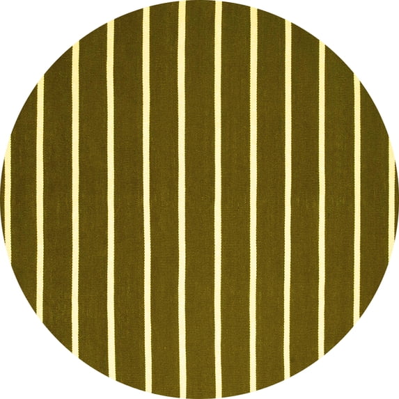 Ahgly Company Indoor Round Abstract Yellow Contemporary Area Rugs, 8' Round