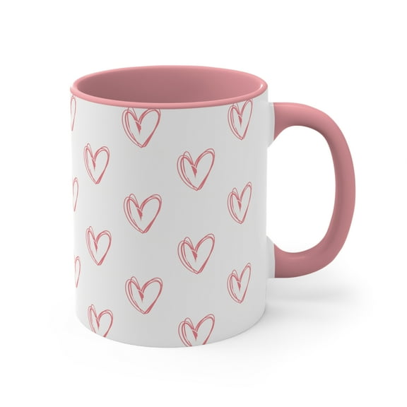 Pink Hearts Ceramic Coffee Mug, 11oz, Microwave and Dishwasher Safe