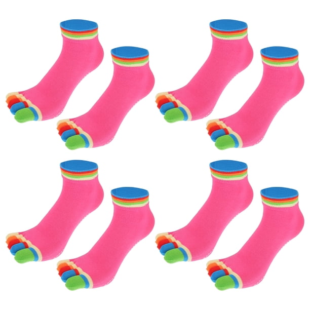 Calcetines antideslizantes Unique Bargains de cinco dedos multicolor 4 pares