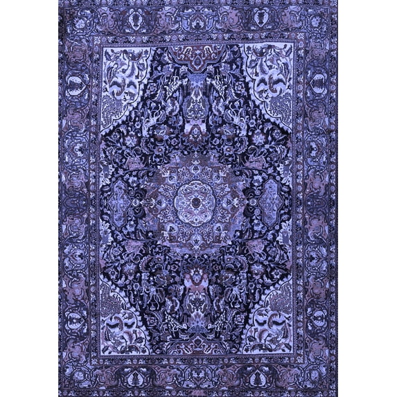 Ahgly Company Indoor Rectangle Medallion Blue Traditional Area Rugs, 8' x 10'