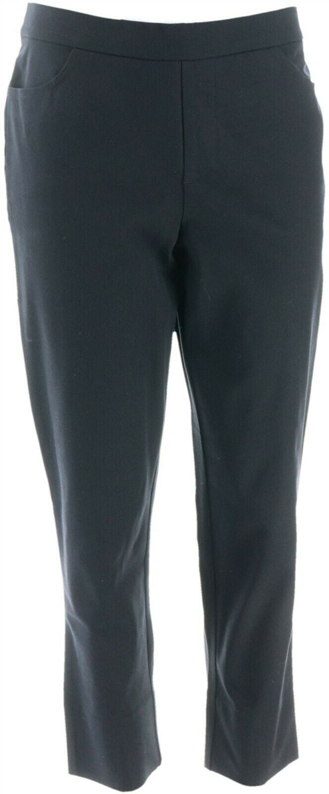 Isaac Mizrahi 24/7 Stretch Crop Pants Back Slit Hem Black 12 NEW A351754 