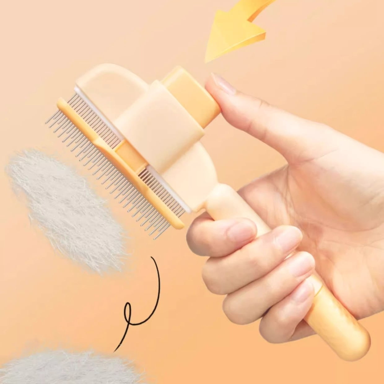 Self-Cleaning Pet Grooming Comb - 1-Button Hair Release Brush with Stainless Steel Teeth for Cats & Dogs