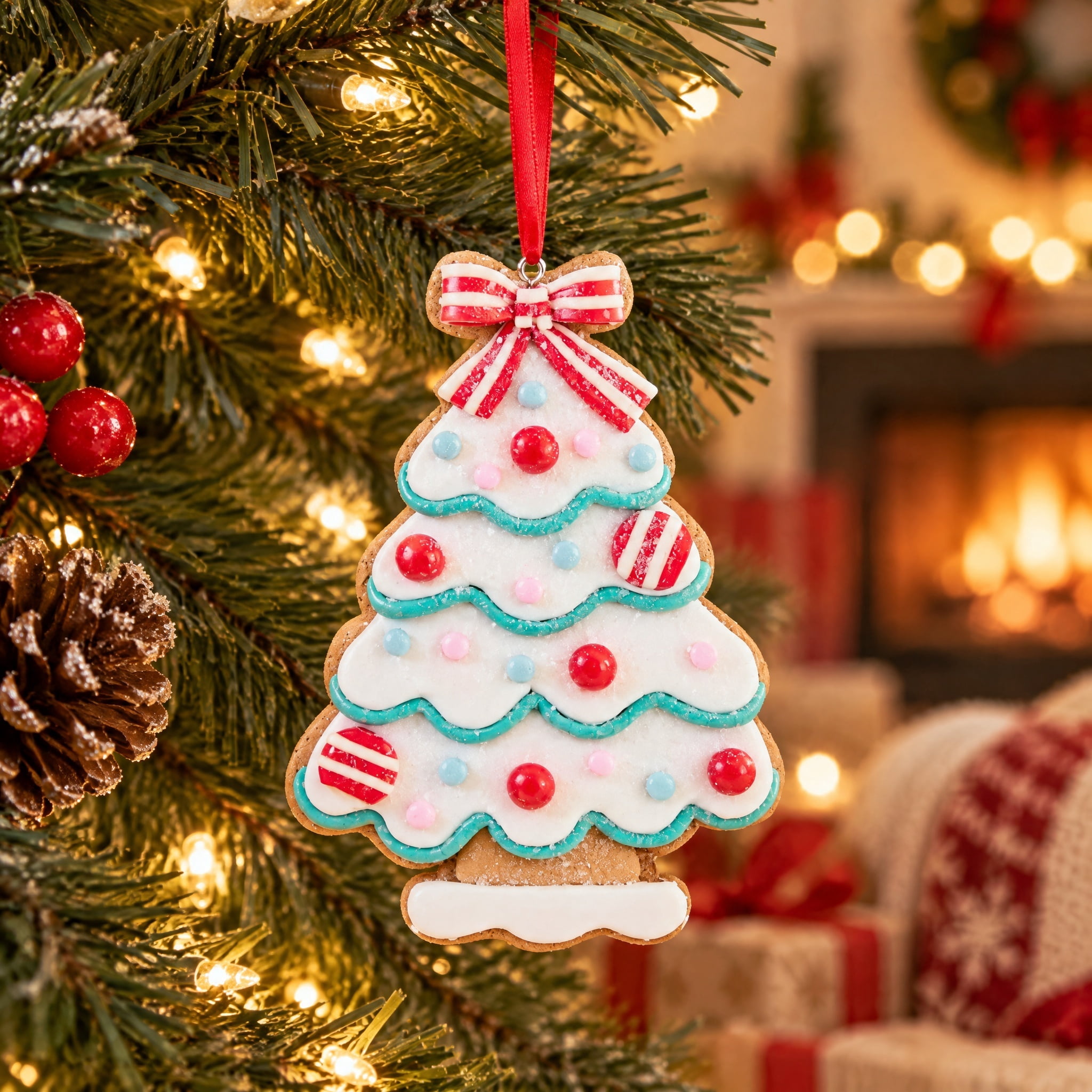 Multicolor Clay Dough Christmas Tree Ornament, 5", by Holiday Time