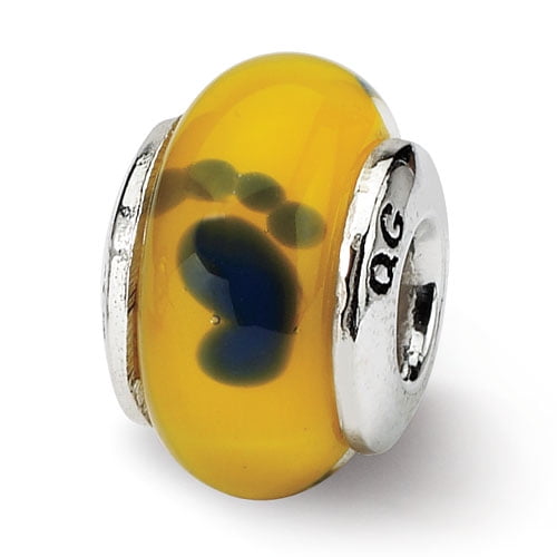 Goldia Sterling Silver Reflections Yellow Dichroic Glass Bead
