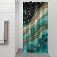 thumbnail image 2 of Teal Marble Gold Line Pattern Shower Curtain 36"x72" ,Bathroom Decorative Shower Curtains Set with 12 Hooks,Modern Waterproof Washable Shower Curtain, 2 of 6