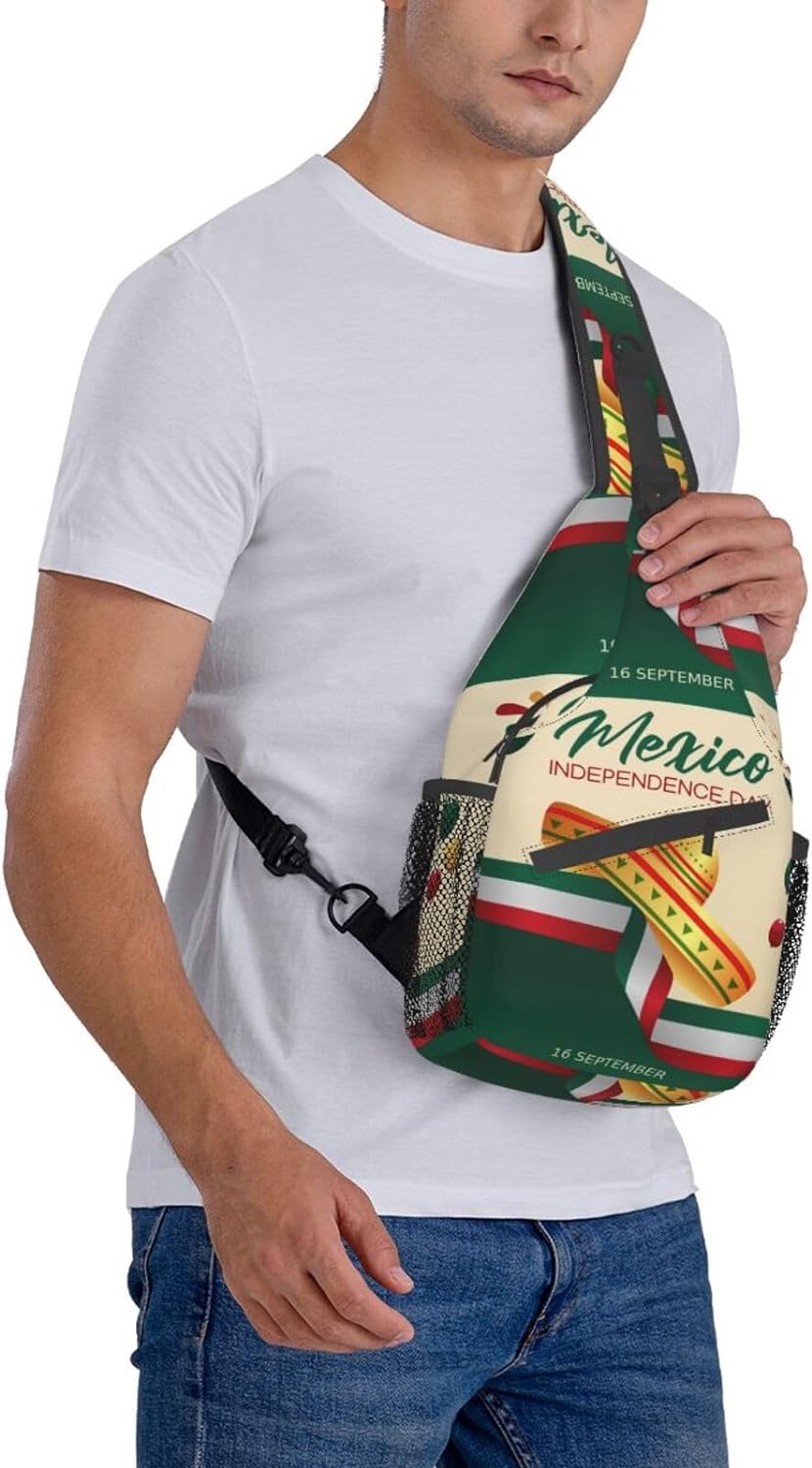 Mexico Hispanic Mexico Independence Day 2023 Sling Bag Crossbody Hiking Travel Chest Bags Backpack Shoulder Daypack for Women Men