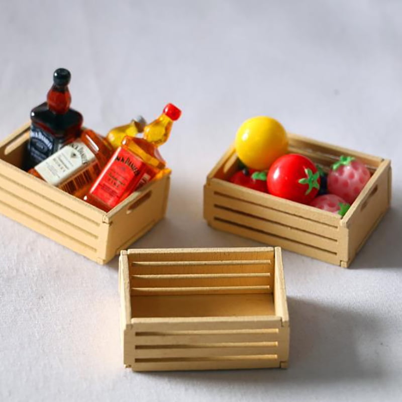 3pcs Dollhouse Miniature Mini wooden fruit frame For 1:12 DollhouseCWDE 