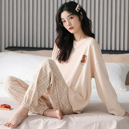 

QWZNDZGR Fake 1 For 3 Spring Combed Cotton Embroidery Duck Pajama Sets Women Pyjamas Striped Sleepwear Loungewear Pijama Mujer Nightwear