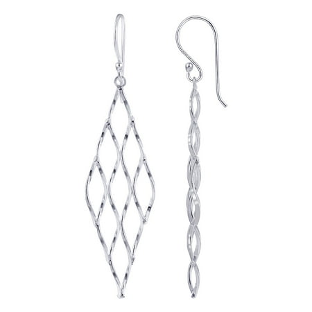 - Gem Avenue 925 Sterling Silver Rhombus maze French Wire Drop Earrings