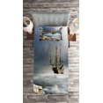 thumbnail image 2 of Ambesonne Ocean Quilted Coverlet 2 Pcs, Pirate Merchant Ship, Twin Size, Pale Muave Beige, 2 of 2