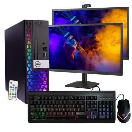 Dell OptiPlex 7040 Desktop Computer PC w/ RGB Lighting, Ultra-Fast Intel i5, 16GB DDR4 RAM, 2TB HDD, DVD, WiFi, 24” Monitor, Windows 10 Pro